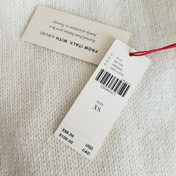 NWT by Anthropologie Short Sleeve Sweater Turtleneck Cream White Soft Size XS - Picture 6 of 11